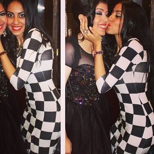 Checkered midi dress